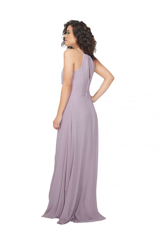 Sleeveless Halter Neck Chiffon Pink Glow Long Bridesmaid Dress / Evening Dress London