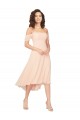 Cold Shoulder Square Neck Soft Chiffon Ice Pink Midi Length High Low Bridesmaid Dress London