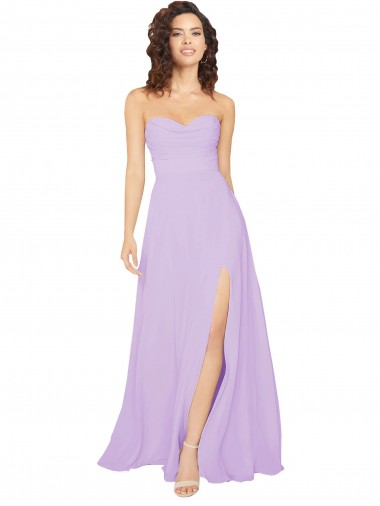 Sleeveless Strapless Chiffon Lilac Long Bridesmaid Dress / Evening Dress London