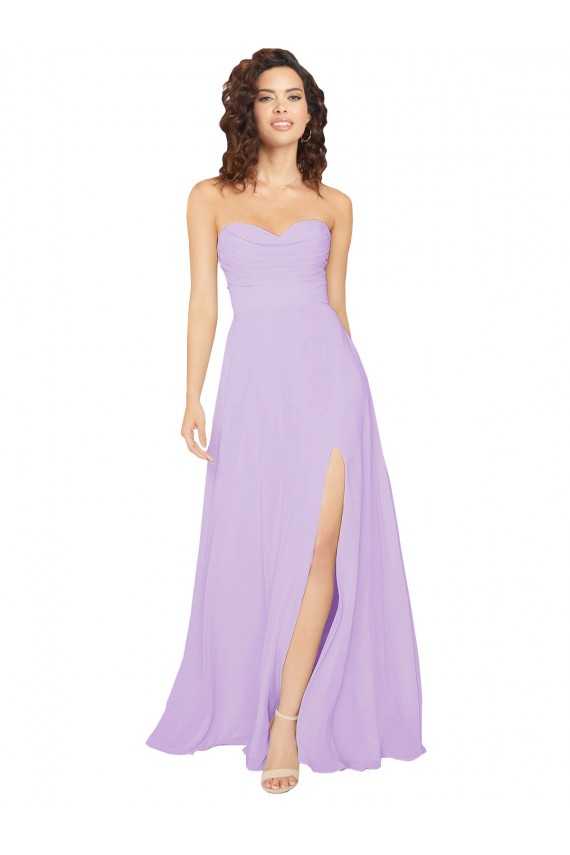 Sleeveless Strapless Chiffon Lilac Long Bridesmaid Dress / Evening Dress London