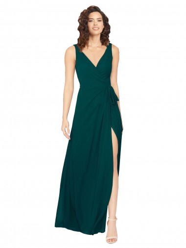 Sleeveless V-Neck Chiffon Hunter Long Evening Gowns / Bridesmaid Dresses London