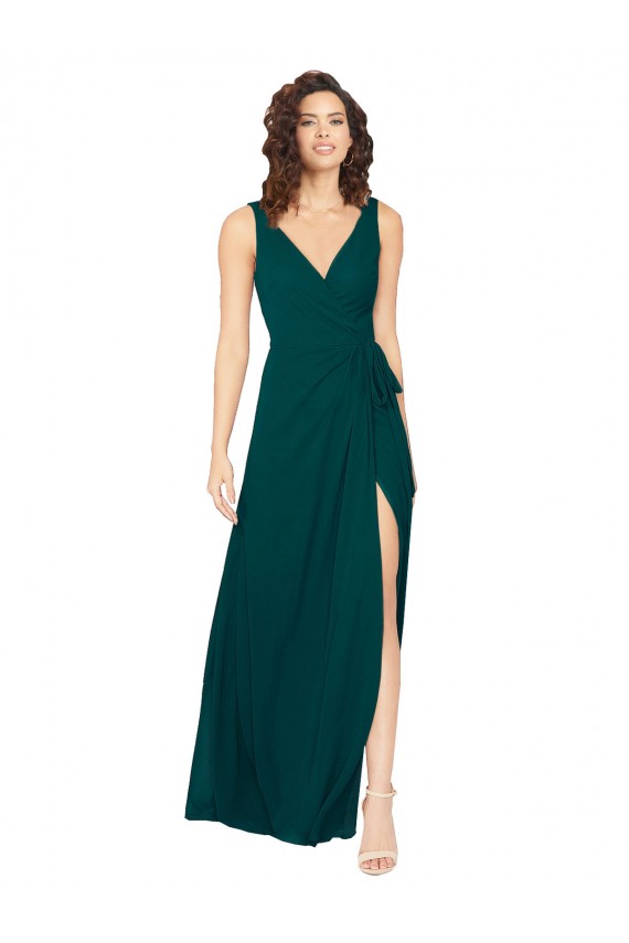 Sleeveless V-Neck Chiffon Hunter Long Evening Gowns / Bridesmaid Dresses London