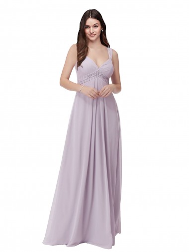 Sleeveless V-Neck Soft Chiffon Pink Glow Long Bridesmaid Dress London