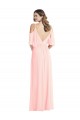 Cold Shoulder V-Neck Soft Chiffon Pink Long Semi Formal Evening Dress / Bridesmaid Dress London