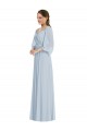 Puff Sleeves Sweetheart Soft Chiffon Sea Glass Long Formal Evening Gown / Bridesmaid Dress London