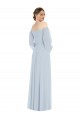 Puff Sleeves Sweetheart Soft Chiffon Sea Glass Long Formal Evening Gown / Bridesmaid Dress London