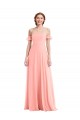 Flutter Sleeves Off the Shoulder Soft Chiffon Salmon Long Semi Formal Evening Dress / Bridesmaid Dress London