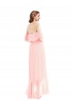 Sleeveless Off the Shoulder Soft Chiffon Pink Long High Low Bridesmaid Dress London