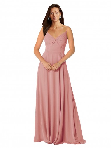 Sleeveless V-Neck Lxue Chiffon Bliss Pink Long Bridesmaid Dress London