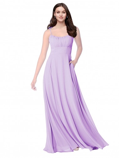 Sleeveless Scoop Neck Soft Chiffon Lilac Long Bridal Party Dress London
