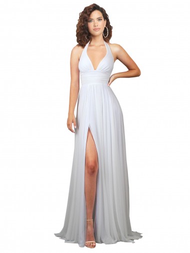 Sleeveless V-Neck Soft Chiffon White Sweep Train Beach Wedding Dress London
