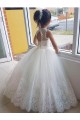 Sleeveless High Neck Tulle & Lace Ivory Long Flower Girl Dress for Wedding London