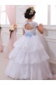 Cap Sleeves Sweetheart Tulle & Lace Ivory Chapel Train Flower Girl Dresses London