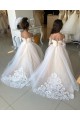Long Sleeves Sweetheart Tulle & Lace Ivory Chapel Train Little Flower Girl Dress London