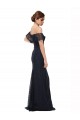 Flutter Sleeves Off the Shoulder Lace Dark Navy Long Prom Dress / Bridesmaid Dress London
