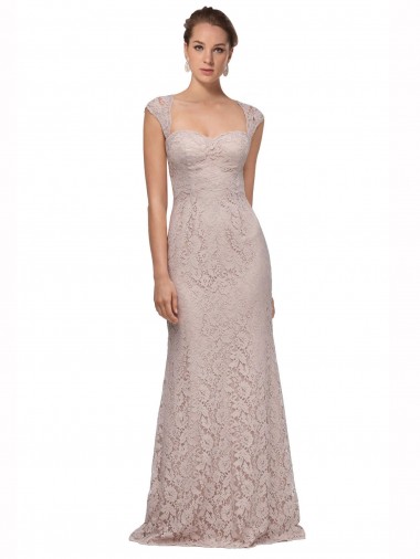 Cap Sleeves Sweetheart Lace Long Bridesmaid Dress / Formal Dress London
