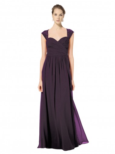 Sleeveless Sweetheart Soft Chiffon & Lace Grape Long Formal Dress / Bridesmaid Dress London