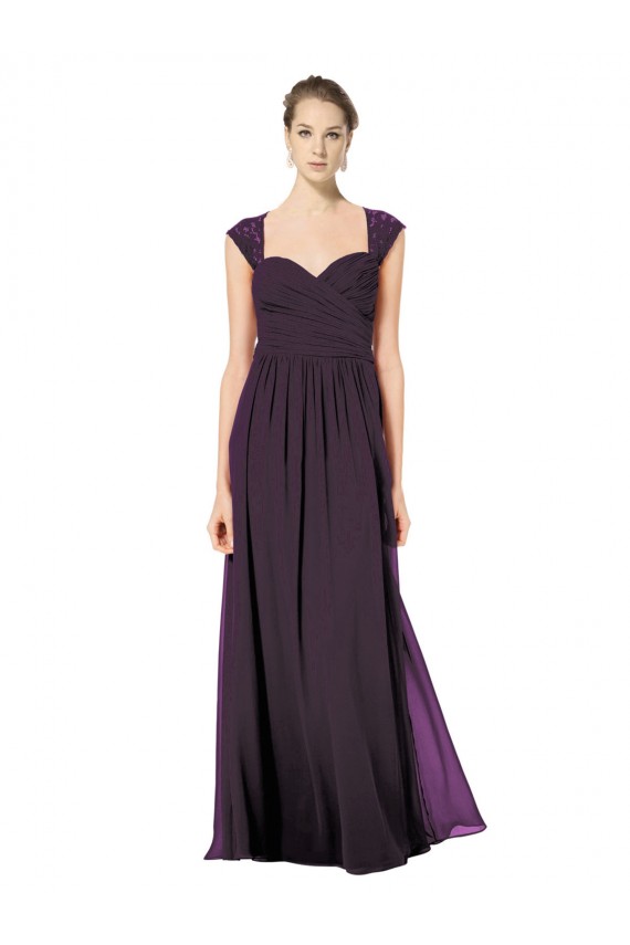 Sleeveless Sweetheart Soft Chiffon & Lace Grape Long Formal Dress / Bridesmaid Dress London