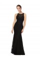 Sleeveless Jewel Neck Lace Black Long Bridesmaid Dress London