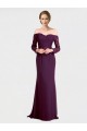 Long Sleeves Off the Shoulder Soft Chiffon & Lace Grape Long Bridesmaid Dress London