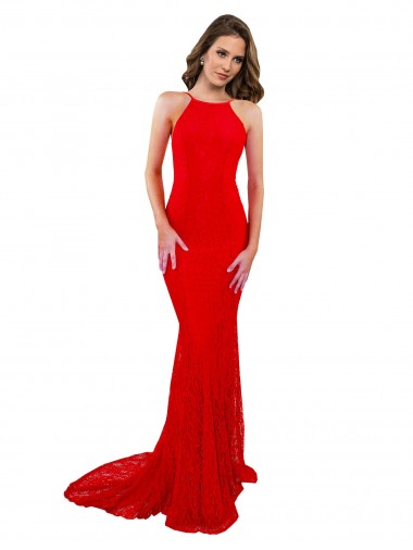 Sleeveless High Neck Lace Red Long Evening Gown / Prom Dress / Bridesmaid Dress London