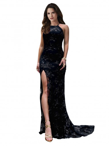 Sleeveless High Neck Lace Black Long Black Tie Evening Gown / Prom Dress / Bridesmaid Dress London