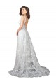 Sleeveless V-Neck Lace Off White Chapel Train Wedding Dress London