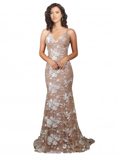 Sleeveless V-Neck Lace Champagne Sweep Train Wedding Dress London