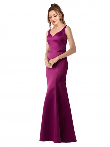 Sleeveless Bateau Neck Satin Merlot Long Black Tie Evening Gown / Prom Dress / Bridesmaid Dress London