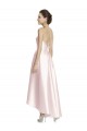 Sleeveless Halter Neck Satin Pink Long High Low Bridesmaid Dress London