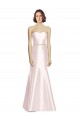 Sleeveless Strapless Satin Pink Long Bridesmaid Dress London