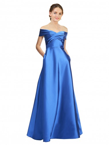Sleeveless Off the Shoulder Satin Long Black Tie Evening Gown / Prom Dress / Bridesmaid Dress London