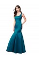 Sleeveless Bateau Neck Satin Peacock Blue Long Prom Dress / Bridesmaid Dress London