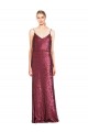 Sleeveless High Neck Sequin Burgundy Long Formal Evening Gown / Prom Dress / Bridesmaid Dress London