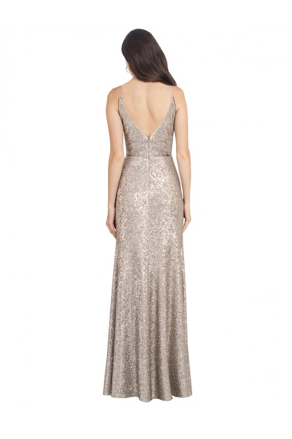 Sleeveless High Neck Sequin & Sparkling Sequin Silver Long Formal Evening Gown / Prom Dress / Bridesmaid Dress London