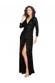 Long Sleeves V-Neck Sequin Black Long Formal Dress / Bridesmaid Dress London