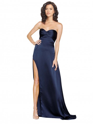 Sleeveless High Neck Silk like Satin Sapphire Long Formal Evening Gown / Prom Dress / Bridesmaid Dress London