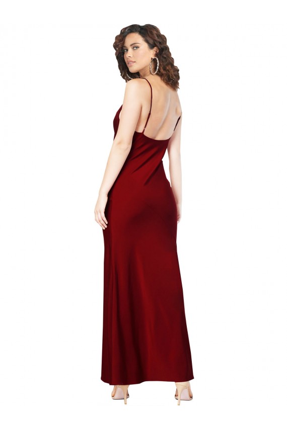 Sleeveless Cowl Neck Silk like Satin Burgundy Long Black Tie Evening Gown / Prom Dress / Bridesmaid Dress London