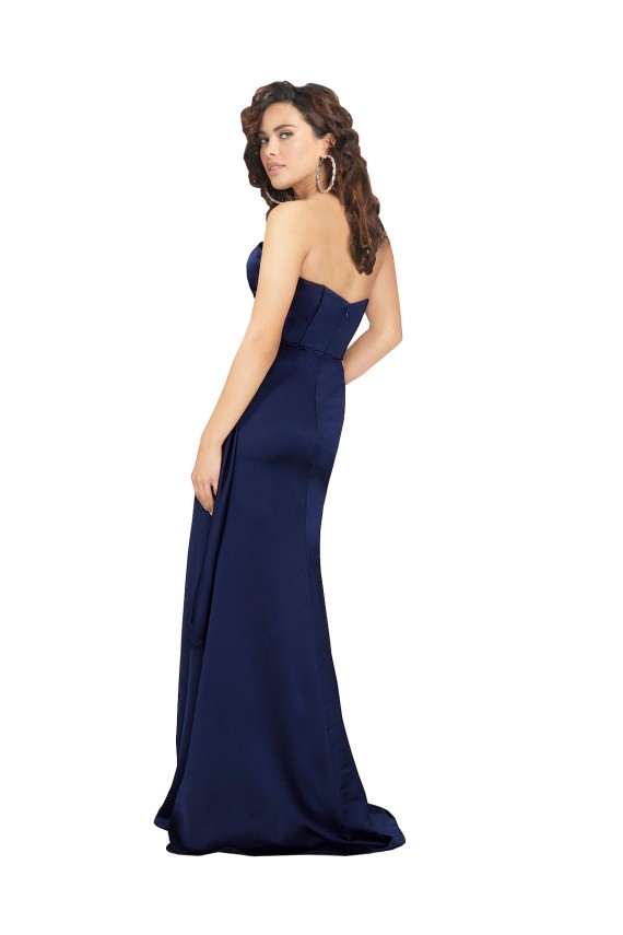 Sleeveless Strapless Silk like Satin Sapphire Long Formal Evening Gown / Prom Dress / Bridesmaid Dress London