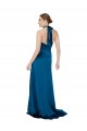 Sleeveless Halter Neck Silk like Satin Peacock Blue Long Formal Evening Gown / Prom Dress / Bridesmaid Dress London