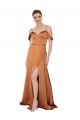 Cold Shoulder Sweetheart Silk like Satin Orange Long Formal Evening Gown / Prom Dress / Bridesmaid Dress London