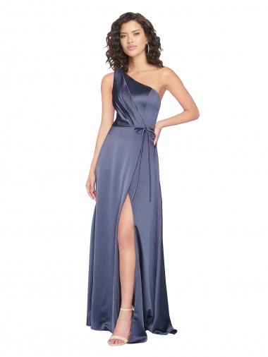 Sleeveless One Shoulder Silk like Satin Dusk Long Formal Evening Gown / Prom Dress / Bridesmaid Dress London