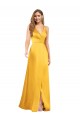 Sleeveless V-Neck Silk like Satin Long Formal Dress / Bridesmaid Dress London