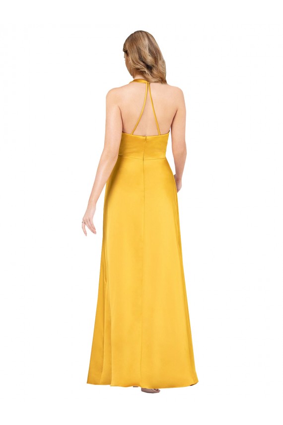 Sleeveless V-Neck Silk like Satin Long Formal Dress / Bridesmaid Dress London