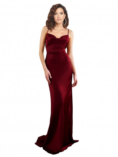 Sleeveless Cowl Neck Silk like Satin Burgundy Long Formal Evening Gown / Prom Dress / Bridesmaid Dress London