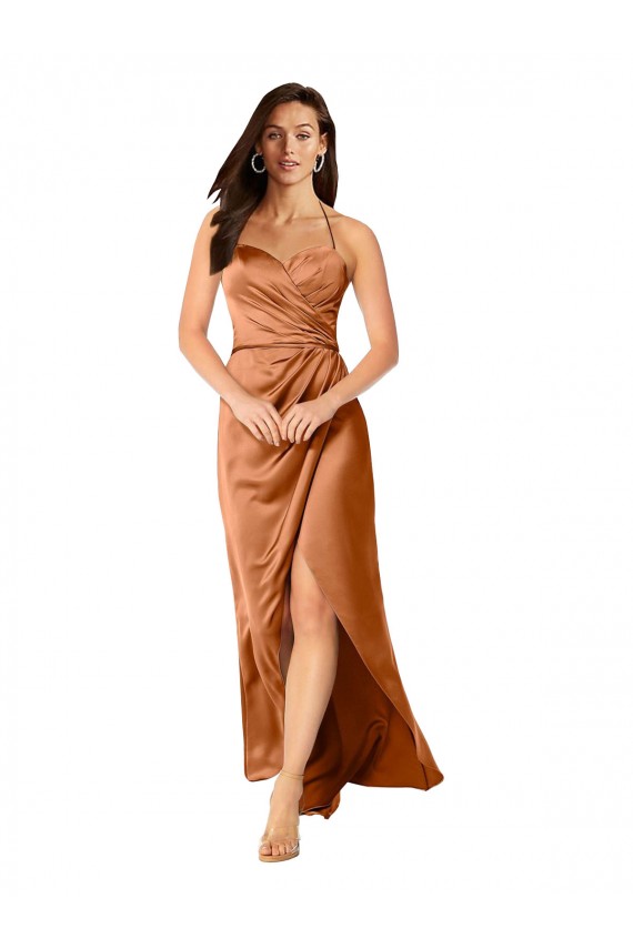 Sleeveless Sweetheart Silk like Satin Orange Long High Low Evening Gown / Prom Dress / Bridesmaid Dress London