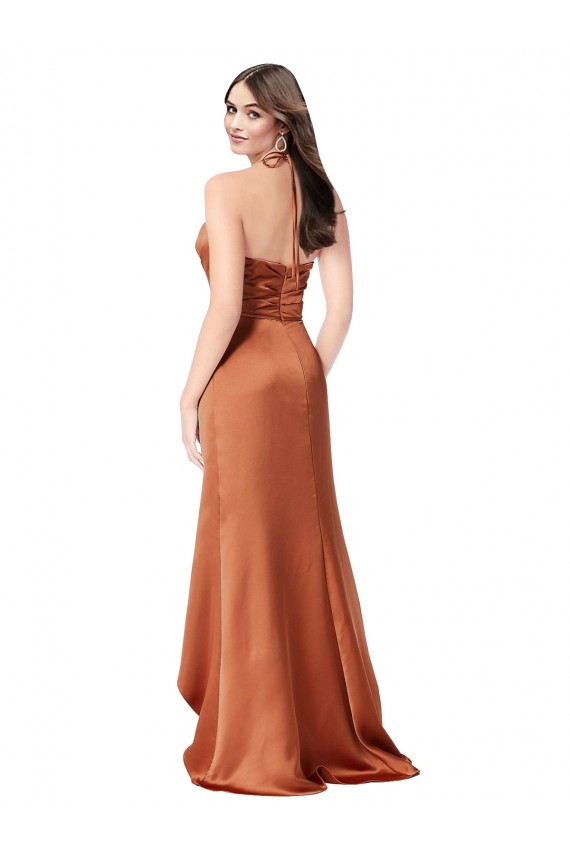 Sleeveless Sweetheart Silk like Satin Orange Long High Low Evening Gown / Prom Dress / Bridesmaid Dress London