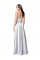 Sleeveless Halter Neck Silk like Satin Fog Long Formal Evening Gown / Bridesmaid Dress London
