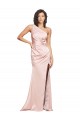 Sleeveless One Shoulder Silk like Satin Pink Long Formal Evening Gown / Prom Dress / Bridesmaid Dress London