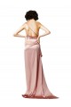 Sleeveless One Shoulder Silk like Satin Dusty Pink Long Formal Evening Gown / Prom Dress / Bridesmaid Dress London